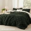 Bedsure Queen Size Comforter Set Beige, Boho Tufted Bed Set, Checkered Farmhouse-Style Distressed Vintage Bedding, 3 Pieces, 1 Plaid Geometric Comforter and 2 Pillow Shams(02 – Dark Olive Green – Tufted Checkboard)