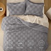 Bedsure Queen Size Comforter Set Beige, Boho Tufted Bed Set, Checkered Farmhouse-Style Distressed Vintage Bedding, 3 Pieces, 1 Plaid Geometric Comforter and 2 Pillow Shams(04 – Grey – Tufted Checkboard)