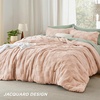Bedsure Queen Size Comforter Set Beige, Boho Tufted Bed Set, Checkered Farmhouse-Style Distressed Vintage Bedding, 3 Pieces, 1 Plaid Geometric Comforter and 2 Pillow Shams(05 – Dusty Rose – Tufted Checkboard)