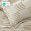 Bedsure Queen Size Comforter Set Beige, Boho Tufted Bed Set, Checkered Farmhouse-Style Distressed Vintage Bedding, 3 Pieces, 1 Plaid Geometric Comforter and 2 Pillow Shams(07 – Linen – Large Checkboard)