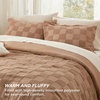 Bedsure Queen Size Comforter Set Beige, Boho Tufted Bed Set, Checkered Farmhouse-Style Distressed Vintage Bedding, 3 Pieces, 1 Plaid Geometric Comforter and 2 Pillow Shams(01 – Terracotta – Tufted Checkboard)