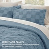Bedsure Queen Size Comforter Set Beige, Boho Tufted Bed Set, Checkered Farmhouse-Style Distressed Vintage Bedding, 3 Pieces, 1 Plaid Geometric Comforter and 2 Pillow Shams(03 – Mineral Blue – Tufted Checkboard)