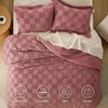 Bedsure Queen Size Comforter Set Beige, Boho Tufted Bed Set, Checkered Farmhouse-Style Distressed Vintage Bedding, 3 Pieces, 1 Plaid Geometric Comforter and 2 Pillow Shams(05 – Grayish Pink – Tufted Checkboard)