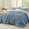 Bedsure Queen Size Comforter Set Beige, Boho Tufted Bed Set, Checkered Farmhouse-Style Distressed Vintage Bedding, 3 Pieces, 1 Plaid Geometric Comforter and 2 Pillow Shams(03 – Mineral Blue – Tufted Checkboard)