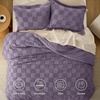 Bedsure Queen Size Comforter Set Beige, Boho Tufted Bed Set, Checkered Farmhouse-Style Distressed Vintage Bedding, 3 Pieces, 1 Plaid Geometric Comforter and 2 Pillow Shams(06 – Grayish Purple – Tufted Checkboard)