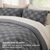 Bedsure Queen Size Comforter Set Beige, Boho Tufted Bed Set, Checkered Farmhouse-Style Distressed Vintage Bedding, 3 Pieces, 1 Plaid Geometric Comforter and 2 Pillow Shams(04 – Dark Grey – Tufted Checkboard)