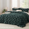 Bedsure Queen Size Comforter Set Beige, Boho Tufted Bed Set, Checkered Farmhouse-Style Distressed Vintage Bedding, 3 Pieces, 1 Plaid Geometric Comforter and 2 Pillow Shams(02 – Emerald – Tufted Checkboard)