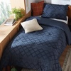 Bedsure Twin XL Comforter Set – White Comforter, Boho Tufted Distressed Vintage Bedding for Kids, 2 Pieces Farmhouse-Style Bed Set for All Seasons, Fluffy Soft Bedding with 1 Pillow Sham(05 – Navy)