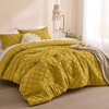 Bedsure Twin XL Comforter Set – White Comforter, Boho Tufted Distressed Vintage Bedding for Kids, 2 Pieces Farmhouse-Style Bed Set for All Seasons, Fluffy Soft Bedding with 1 Pillow Sham(22 – Mustard Yellow)