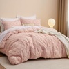Bedsure Twin XL Comforter Set – White Comforter, Boho Tufted Distressed Vintage Bedding for Kids, 2 Pieces Farmhouse-Style Bed Set for All Seasons, Fluffy Soft Bedding with 1 Pillow Sham(14 – Coral Pink)