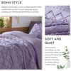 Bedsure Twin XL Comforter Set – White Comforter, Boho Tufted Distressed Vintage Bedding for Kids, 2 Pieces Farmhouse-Style Bed Set for All Seasons, Fluffy Soft Bedding with 1 Pillow Sham(13 – Grayish Purple)