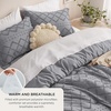 Bedsure Twin XL Comforter Set – White Comforter, Boho Tufted Distressed Vintage Bedding for Kids, 2 Pieces Farmhouse-Style Bed Set for All Seasons, Fluffy Soft Bedding with 1 Pillow Sham(20 – Grey)