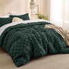 Bedsure Twin XL Comforter Set – White Comforter, Boho Tufted Distressed Vintage Bedding for Kids, 2 Pieces Farmhouse-Style Bed Set for All Seasons, Fluffy Soft Bedding with 1 Pillow Sham(11 – Forest Green)