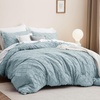 Bedsure Twin XL Comforter Set – White Comforter, Boho Tufted Distressed Vintage Bedding for Kids, 2 Pieces Farmhouse-Style Bed Set for All Seasons, Fluffy Soft Bedding with 1 Pillow Sham(10 – Dusty Blue)