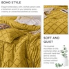Bedsure Twin XL Comforter Set – White Comforter, Boho Tufted Distressed Vintage Bedding for Kids, 2 Pieces Farmhouse-Style Bed Set for All Seasons, Fluffy Soft Bedding with 1 Pillow Sham(22 – Mustard Yellow)