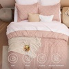 Bedsure Twin XL Comforter Set – White Comforter, Boho Tufted Distressed Vintage Bedding for Kids, 2 Pieces Farmhouse-Style Bed Set for All Seasons, Fluffy Soft Bedding with 1 Pillow Sham(14 – Coral Pink)