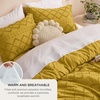 Bedsure Twin XL Comforter Set – White Comforter, Boho Tufted Distressed Vintage Bedding for Kids, 2 Pieces Farmhouse-Style Bed Set for All Seasons, Fluffy Soft Bedding with 1 Pillow Sham(22 – Mustard Yellow)