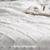 Bedsure Twin XL Comforter Set – White Comforter, Boho Tufted Distressed Vintage Bedding for Kids, 2 Pieces Farmhouse-Style Bed Set for All Seasons, Fluffy Soft Bedding with 1 Pillow Sham(01 – Natural White)