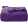 image:imageBedsure 100 Cotton Blanket Queen Size for Bed  Cooling Breathable and Soft for Summer and Fall Thick Cozy Waffle Weave Blanket Gifts for Women White 90x90 Inches18 Purple