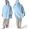 Bedsure Blanket Hoodie, Wearable Blanket Hoodie as Mothers Day Birthday Gifts for Women Men Mom Dad, Warm Cozy Soft Sweatshirt Hooded Blankets With Sleeves for Adult Women Men, Charcoal(Sky Blue)
