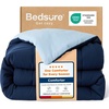 Bedsure Comforters Queen Size Duvet Insert, Quilted Down Alternative Comforter, Ultra Soft Lightweight Comforter Blanket for Bed, with 8 Tabs, Machine Washable, 88×88 in, White(Navy Blue/Blue)