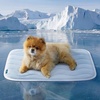 Bedsure Cooling Mat for Small Dogs,Washable Breathable QMax>0.4 Cool Fiber | 24x18In Gel-free Cool-to-touch Fabric to Rapid Cooling,Cold Crate Pad Indoor for Pet,Portable Thin Kennel Mat as Topper,Blue(Blue)