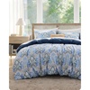 Bedsure PureWoven 100% Cotton Striped Duvet Cover Set, Queen, Tan/White | Washed Cotton, Linen-Like Texture, Breathable, Zipper Closure, Machine Washable, 3 Pieces with 2 Pillow Shams, 90″ X 90″(03 – Blue Paisley (No Comforter))