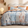 Bedsure PureWoven 100% Cotton Striped Duvet Cover Set, Queen, Tan/White | Washed Cotton, Linen-Like Texture, Breathable, Zipper Closure, Machine Washable, 3 Pieces with 2 Pillow Shams, 90″ X 90″(05 – Light Blue (No Comforter))