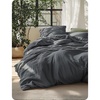 Bedsure PureWoven Linen Duvet Cover Queen, Linen Cotton Blend, Natural | Pre-Washed Cooling Duvet Cover for Hot Sleepers, Breathable, Moisture-Wicking, Button Closure & Corner Ties, All-Season(09 – Charcoal Grey (No Comforter))