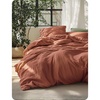 Bedsure PureWoven Linen Duvet Cover Queen, Linen Cotton Blend, Natural | Pre-Washed Cooling Duvet Cover for Hot Sleepers, Breathable, Moisture-Wicking, Button Closure & Corner Ties, All-Season(08 – Burnt Orange (No Comforter))