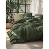 Bedsure PureWoven Linen Duvet Cover Queen, Linen Cotton Blend, Natural | Pre-Washed Cooling Duvet Cover for Hot Sleepers, Breathable, Moisture-Wicking, Button Closure & Corner Ties, All-Season(07 – Olive Green (No Comforter))