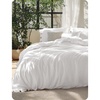 Bedsure PureWoven Linen Duvet Cover Queen, Linen Cotton Blend, Natural | Pre-Washed Cooling Duvet Cover for Hot Sleepers, Breathable, Moisture-Wicking, Button Closure & Corner Ties, All-Season(03 – White (No Comforter))