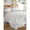 Bedsure PureWoven Linen Duvet Cover Queen, Linen Cotton Blend, Natural | Pre-Washed Cooling Duvet Cover for Hot Sleepers, Breathable, Moisture-Wicking, Button Closure & Corner Ties, All-Season(06 – Natural White Color (No Comforter))