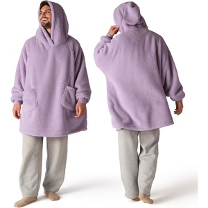 Bedsure Blanket Hoodie, Wearable Blanket Hoodie as Mothers Day Birthday Gifts for Women Men Mom Dad, Warm Cozy Soft Sweatshirt Hooded Blankets With Sleeves for Adult Women Men, Charcoal(Lavender)