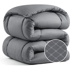 Bedsure Comforter Duvet Insert – Quilted Comforters Queen Size, All Season Duvet, GentleSoft Down Alternative Bedding Blanket, with 8 Tabs, Gifts for Women/Men, White, Queen 88 x 88 Inches(Grey Diamond Pattern)