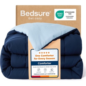 Bedsure Comforters Queen Size Duvet Insert, Quilted Down Alternative Comforter, Ultra Soft Lightweight Comforter Blanket for Bed, with 8 Tabs, Machine Washable, 88×88 in, White(Navy Blue/Blue)