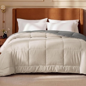 Bedsure Comforters Queen Size Duvet Insert, Quilted Down Alternative Comforter, Ultra Soft Lightweight Comforter Blanket for Bed, with 8 Tabs, Machine Washable, 88×88 in, White(Beige/Grey)