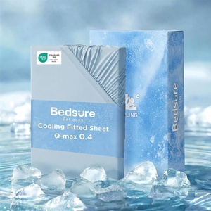 Bedsure Cooling Fitted Sheet Only for Hot Sleeper, King Size, Blue | Up to 16″ Deep, 360° Elastic Corner Straps, Q-Max 0.4, Temperature Regulation, Bedding for Night Sweats(04 – Blue)