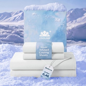 Bedsure Cooling Sheets Queen Size, Silver Infused Bed Sheets, Q-Max>0.46 | Instant Cooling for Hot Sleepers, Luxury Soft, Silky Smooth, Breathable, Deep Pocket Up to 16″, 4 Pieces with Pillowcases(White)