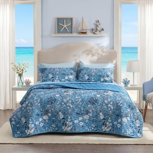 Bedsure Floral Quilts Queen Size, Reversible Botanical Floral Comforter | Bedding, Bedspread, Coverlet, Lightweight, All-Season Comfort, Green & White Plaid Parttern, Machine Washable, 90″x96″, 3 Pcs(05 – Summer Botanical)