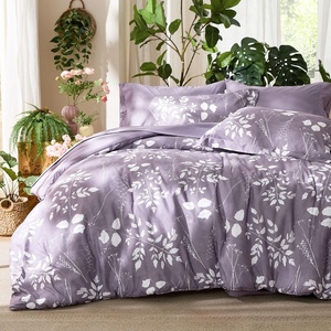 Bedsure Full Size Comforter Set – 7 Pieces Floral Sage Green Soft Bedding Sets, Full Bed in a Bag with Botanical Flowers Comforter, Sheets, Pillowcases & Shams(09 – Grayish Purple)