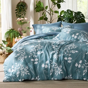 Bedsure Full Size Comforter Set – 7 Pieces Floral Sage Green Soft Bedding Sets, Full Bed in a Bag with Botanical Flowers Comforter, Sheets, Pillowcases & Shams(08 – Mineral Blue)