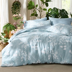 Bedsure Full Size Comforter Set – 7 Pieces Floral Sage Green Soft Bedding Sets, Full Bed in a Bag with Botanical Flowers Comforter, Sheets, Pillowcases & Shams(04 – Sky Blue)
