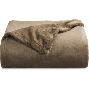 Bedsure GentleSoft Fleece Bed Blankets Queen Size Grey – Soft Warm Outdoor Picnic Fall Blanket for Camping Travel Lightweight Cozy Anti-Static, Room Home Decor Gifts for Husband and Men, 90×90 inches(Camel)