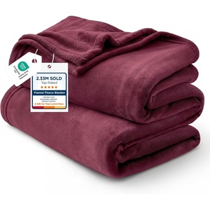Bedsure GentleSoft Fleece Bed Blankets Queen Size Grey – Soft Warm Outdoor Picnic Fall Blanket for Camping Travel Lightweight Cozy Anti-Static, Room Home Decor Gifts for Husband and Men, 90×90 inches(Wine Red)