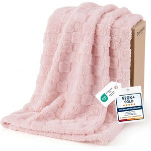 Bedsure GentleSoft Sage Green Throw Blanket for Couch – Checkered Cute Fleece Blankets, Soft Cozy Summer Throw for Bedroom Home Decor Gifts for Mom Girls, Green, 50×60 Inches(Baby Pink)