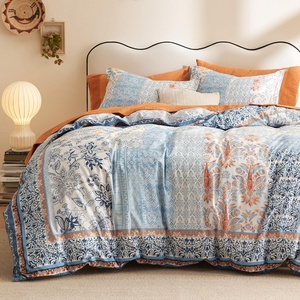 Bedsure PureWoven 100% Cotton Striped Duvet Cover Set, Queen, Tan/White | Washed Cotton, Linen-Like Texture, Breathable, Zipper Closure, Machine Washable, 3 Pieces with 2 Pillow Shams, 90″ X 90″(05 – Light Blue (No Comforter))