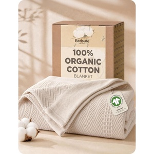 Bedsure PureWoven 100% Organic Cotton Waffle Luxury Blanket, Queen, White | GOTS Certified Organic Cotton, Waffle & Herringbone Textured, Soft, Breathable, All Season, Machine Washable, Home Decor Gift(03 – Beige)