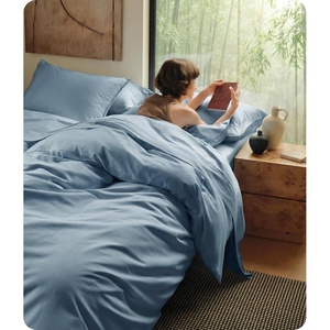 Bedsure PureWoven Cooling Duvet Cover, Ideal for Hot Sleepers, Queen Size | Cotton Blend Viscose Derived from Bamboo, Breathable & Buttery Soft, Hotel Luxury Bedding Set, Dusty Blue