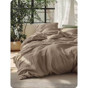 Bedsure PureWoven Linen Duvet Cover Queen, Linen Cotton Blend, Natural | Pre-Washed Cooling Duvet Cover for Hot Sleepers, Breathable, Moisture-Wicking, Button Closure & Corner Ties, All-Season(05 – Brown (No Comforter))